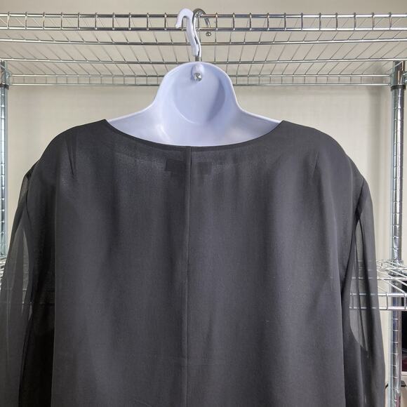 Maggy London Women's Black Silk Chiffon Blouse Size 20 Minimalist Lagenlook - Picture 8 of 9